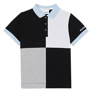 T-Shirt Burberry Polo Top Alter 10/140 cm Kinder Unisex Jungen Baumwolle schwarz blau