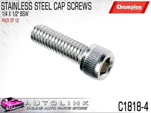 CHAMPION C1818-4 STAINLESS ALLEN KEY CAP HEX HEAD SCREWS 1/4" x 1/2" BSW x10 - Picture 1 of 3