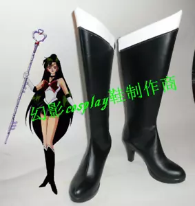 Sailor Moon Sailor Pluto schwarz Halloween lang Cosplay Schuhe Stiefel H016 - Bild 1 von 2