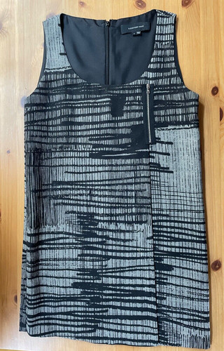 Abito tubino astratto Alexander Wang nero e grigio lana e seta taglia 6 senza maniche