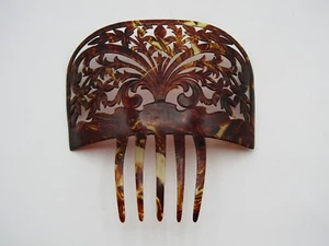 VINTAGE SPANISH FLAMENCO HAIR COMB - LG. CURVED FAUX TURTOISE (8" wide) - Picture 1 of 5