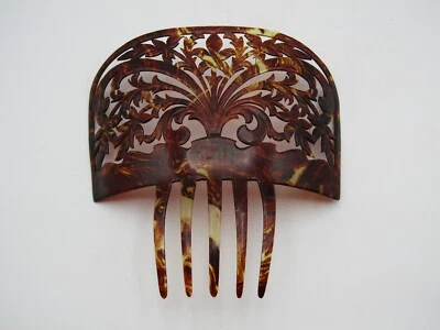 VINTAGE SPANISH FLAMENCO HAIR COMB - LG. CURVED FAUX TURTOISE (8" wide) - Image 1 of 4