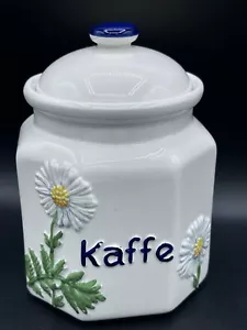 VTG Porcelain German Coffee Canister Storage Jar Antique Daisy Flower Kaffe 7" - Picture 1 of 16