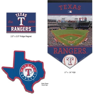 Texas Rangers MLB Game Room Fan Cave Wall Decor & Magnet 3 Piece Set New - Picture 1 of 1