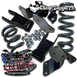 1988-1998 OBS Silverado C1500 2/4 Lowering Drop Kit Coils Shackles Hangers V8 - Picture 1 of 6