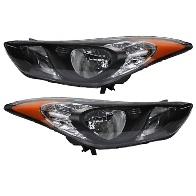 Par de faros halógenos negros para Hyundai Elantra 2011 2012 2013 Foto 1 de 4