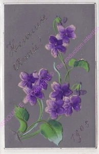 CPA FANTASY GAUFREE Happy New Year Violets Ca1905 - Picture 1 of 2
