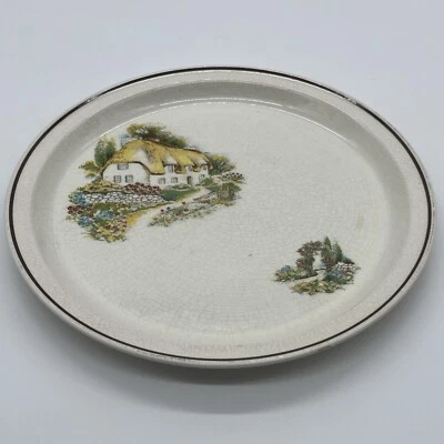 Vintage Brendan Erin Stone Irish Thatched Cottage Plate Made in Arklow Ireland - Image 1 of 4