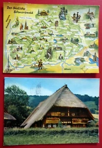 2 x Schwarzwald - Landkarte Grafik 1969 - Schwarzwaldhaus 1970 - Freiburg / Br. - Bild 1 von 2
