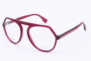 NEW FENDI FF 0385 C9A CLEAR BURGUNDY AUTHENTIC DESIGNER FRAMES EYEGLASSES 53-17 - Picture 1 of 4