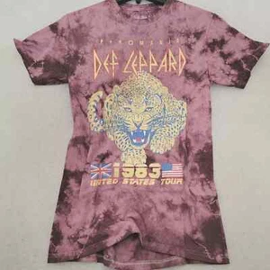 Def Leppard Tie Dye Shirt Mens Small S Red Faded Rock Music Concert Tee 80s NWT - Picture 1 of 14
