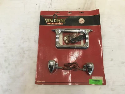 A6B Show Chrome Accessories License Plate Holder w Amber Turn Signals 16-133A - Image 1 of 4