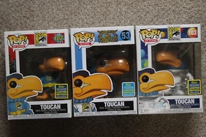 Lot of 3 Funko Pop Toucan Comic Con Convention 53 102 103 - Picture 1 of 7
