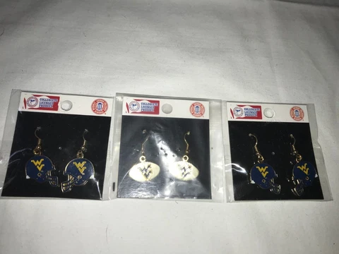 3pair PSG NCAA Football Helmet WEST VIRGINIA University MOUNTAINEER WVU EARRINGS Cover