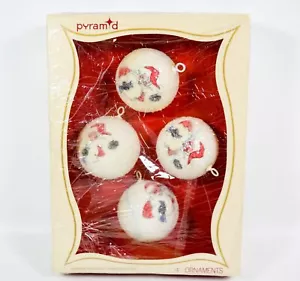 Vintage NUOVO 4 Piramide Babbo Natale con Campanella Glitter Albero di Natale Ornamenti - Foto 1 di 2
