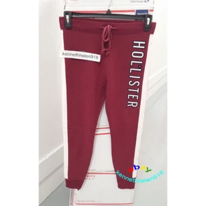 HOLLISTER WOMENS ULTRA HIGH RISE FLEECE LEGGINGS PANTS BURGUNDY SIZE MEDIUM - Picture 1 of 12