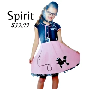 Girls sm 6/8 Fancy Dress 5pc. 50's Poodle Skirt Sock Hop Pink Ladies Costume - Picture 1 of 17