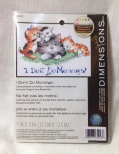 Dimensions I Don't Do Mornings! Kitty Cats #65043 Cross Stitch Kit Sealed - Picture 1 of 4