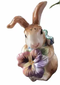 Vintage Fitz and Floyd Bunny Rabbit Figurine Pastel Flowers Salt&pepper Shaker - Picture 1 of 5