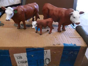LITTLE BUSTER FAMILY TRIO BULL, COW, CALF, RED WHITE FACED - Picture 1 of 1