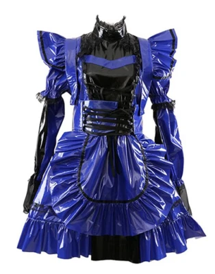 Sissy Maid Vestido PVC Bloqueable Uniforme Cosplay Disfraz Envío Gratis Foto 1 de 4
