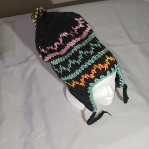 Wool Knit Hat Beanie Unisex Adult Medium Winter Ugly Hippie Flap Multicolor NWOT - Picture 1 of 4