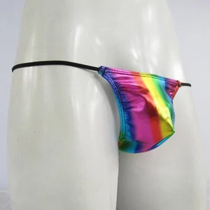 K2093 K208 Mens Bikini String waist String Thong Coated Metallic Shiny - Picture 1 of 19