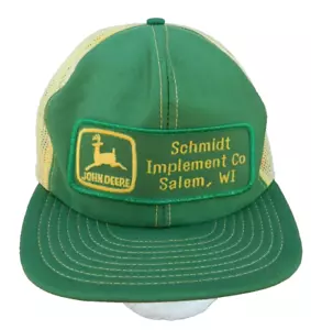 Vtg John Deere SCHMIDT Salem, WI-Meshback Trucker Hat Snapback Louisville-USA-GC - Picture 1 of 10