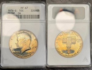 PF67 1976-S 50C Kennedy Bicentennial Proof Half Dollar, ANACS Soapbox- Toned - Picture 1 of 9