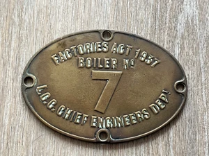 old l.c.c. chief engineers dept oval boiler brass plaque - Picture 1 of 2