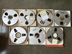 Lot of 8 Maxell TDK Audtiotape 10.5 X 1/4" Metal Take Up Reel to Reel Tapes - Picture 1 of 11