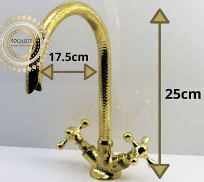 Solid Brass Gooseneck Bathroom Faucet , Professionally Hammered Brass Faucet • 201.82£
