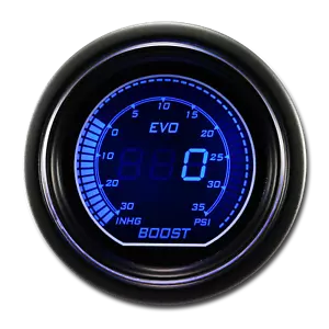 EVO 52mm Digital Turbo Boost/Vacuum Gauge -30~0 inHg / 0~35 PSI Blue & Red LCD - Picture 1 of 8