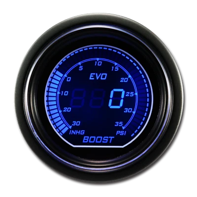 EVO 52mm Digital Turbo Boost/Vacuum Gauge -30~0 inHg / 0~35 PSI Blue & Red LCD - Image 1 of 4