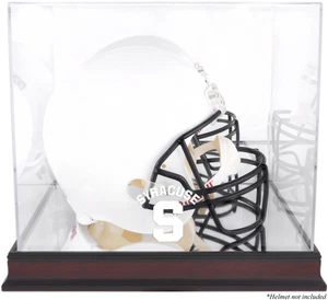 Sryacuse Orange Mahogany Base Present Logo Helmet Display Case w/Mirrored Back - Picture 1 of 1