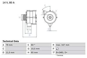 BOSCH Generador para SAAB 9000 900 80-98 0986034120 - Imagen 1 de 2