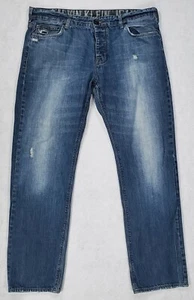 Calvin Klein Men's Sz 38 x 32 Slim Straight Low Rise Distressed Jeans Button Fly - Picture 1 of 11