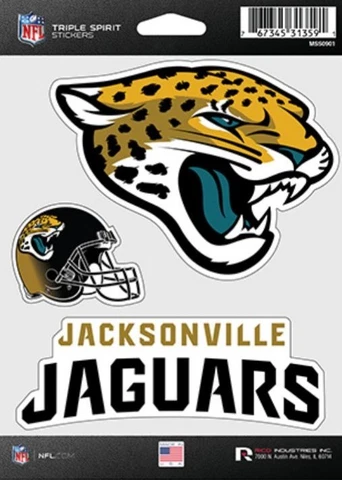 Jacksonville Jaguars Triple Spirit 3 Decals Auto Tumbler Laptop Cut to Shape Cover