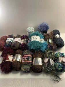 Grab Bag Random 17 Skeins Balls of Yarn In All Colors Sizes - Picture 1 of 7