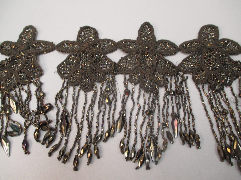 Antique Victorian Beaded Applique trim - Image 1 of 4