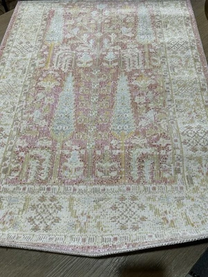 Alfombra Isabella Tradicional Geométrica Tejido Plano 2'3 x 7'0 Corredor Rosa Foto 1 de 2