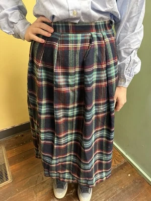Vintage 80s Haberdasher Navy Plaid Pleated Skirt Academia Size 7 - Image 1 of 4