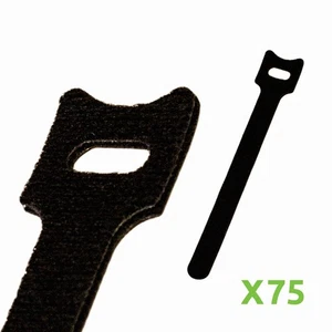 6 Inch Hook and Loop Reusable Strap Cable Cord Wire Ties 75 Pack Black - Afbeelding 1 van 5