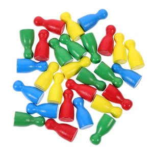 48 Pcs Wooden Chess Pieces Game Pawns Games Extra Large Multicolor - Bild 1 von 12