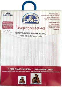 DMC Needlework Impressions Printed Aida 14 ct Fabric 14 X 18 inch PINK Stripes - Picture 1 of 3