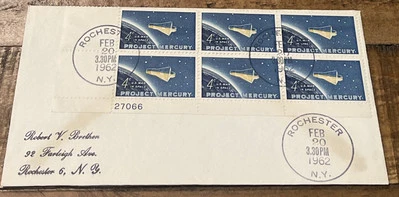 Scott 1183 - 1962 4¢ Project Mercury US Man in Space 6 First Day of Issue Stamps - Image 1 of 3