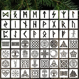 56 Stück 3 Zoll Runenschablonen klein Wikinger Symbol Malvorlagen für Holz - Bild 1 von 7