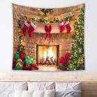 Christmas Fireplace Backdrop Xmas Party Background Portable Christmas Tapestry