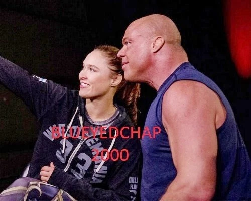 KURT ANGLE & RONDA ROUSEY GIRL WRESTLER 8 X 10 WRESTLING PHOTO WWE - Image 1 of 1