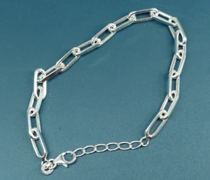 Büroklammer Kette Silber Armbänder für Damen, massiv 925 Sterling Silber - Bild 1 von 3